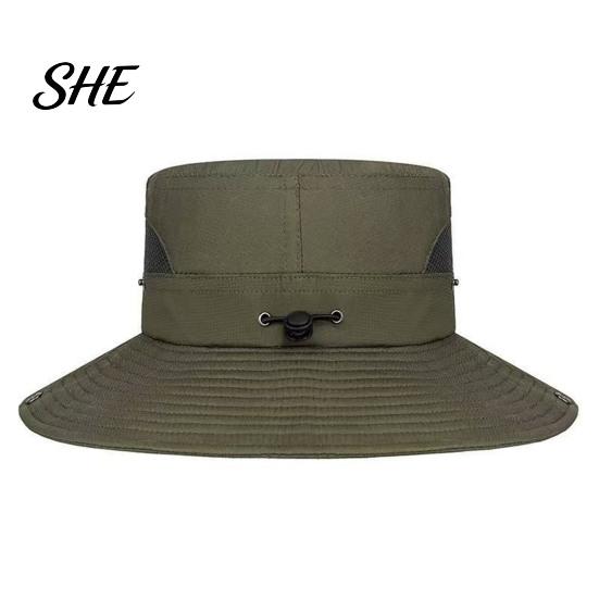 Foldable Travel Hat for Vacation Summer Mesh Spliced Bucket Men Women, Extra Wide Brim Sun Outdoor Hiking with Adjustable Drawstring, Portable