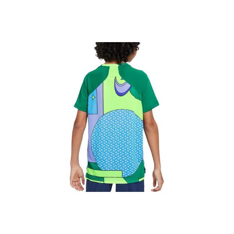 Nike Dri-FIT Performance Graphic Print Crew Neck Short Sleeve T-Shirt Kids Tops Peacock-Green DQ8958-365
