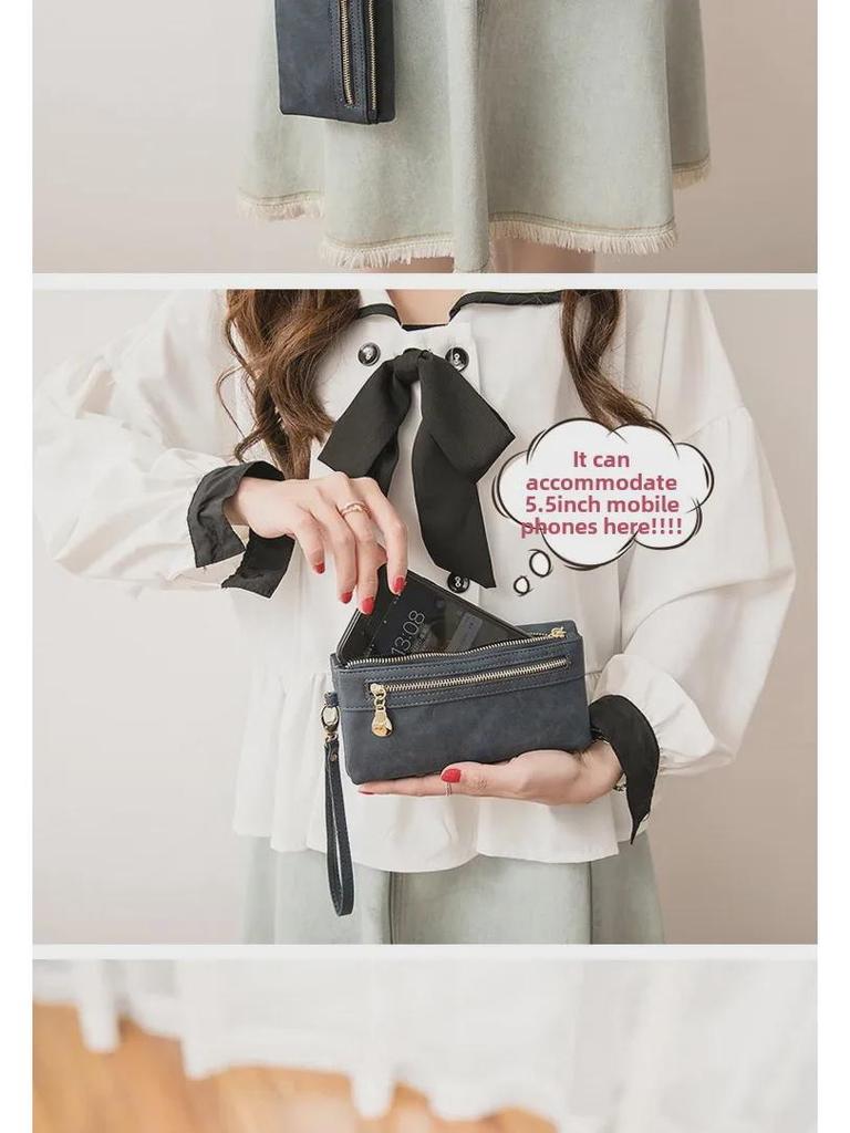 Xiangyin Women's Retro Long Wallet: Multifunctional Korean-Style Leather Handbag and Coin Purse.