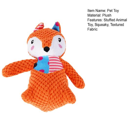 Plush Fox Dog Toy Squeaky Interactive Dog Chew Toy Puppy Teething Toy Stuffed Animal for Dogs Teeth Cleaning Boredom Relief