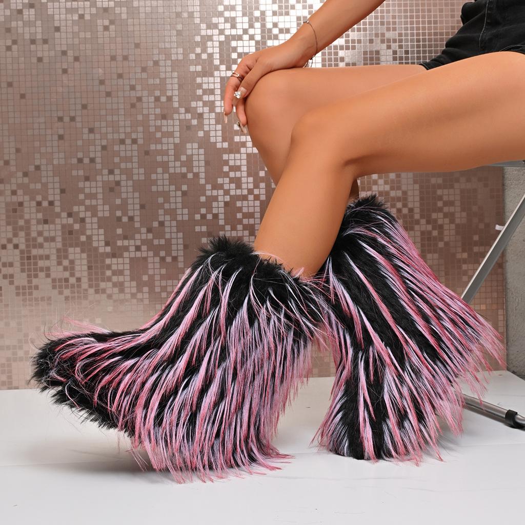 Winter Women Boots Luxury Comfortable Fashion Shoes for Women 2025 New Outdoor Fluffy Faux Fur Boots Woman Plush Warm Snow Boots