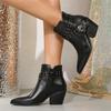Fashion Liyke Punk Style Mode Nieten Schnalle Riemen Chelsea Stiefeletten Damen Niedrige Dicke Absätze Herbst Winter Schuhe Damen Reißverschluss Kurzer Stiefel