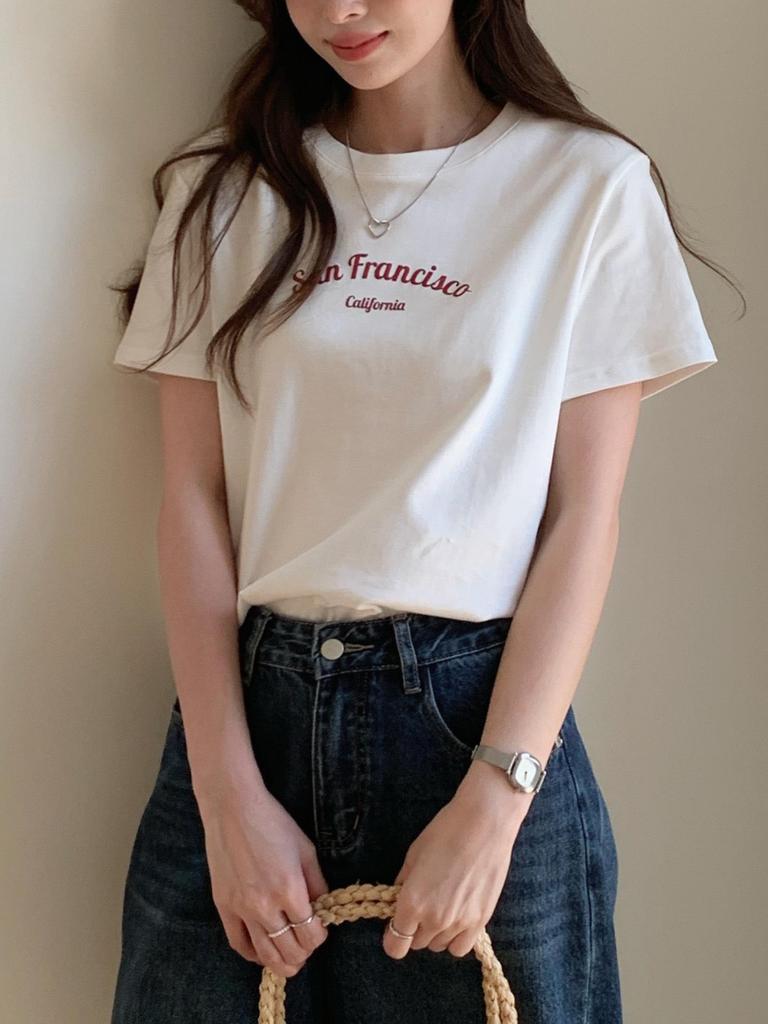 Korean Style Loose Round Neck Letter Print Short Sleeve T-Shirt - Elegant, Versatile, Daily Wear Top
