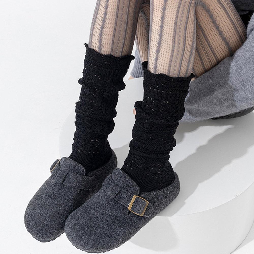 Warmth Hollow Calf Socks Knitted Mid Tube Socks New Stacked Long Tube Socks Autumn Winter