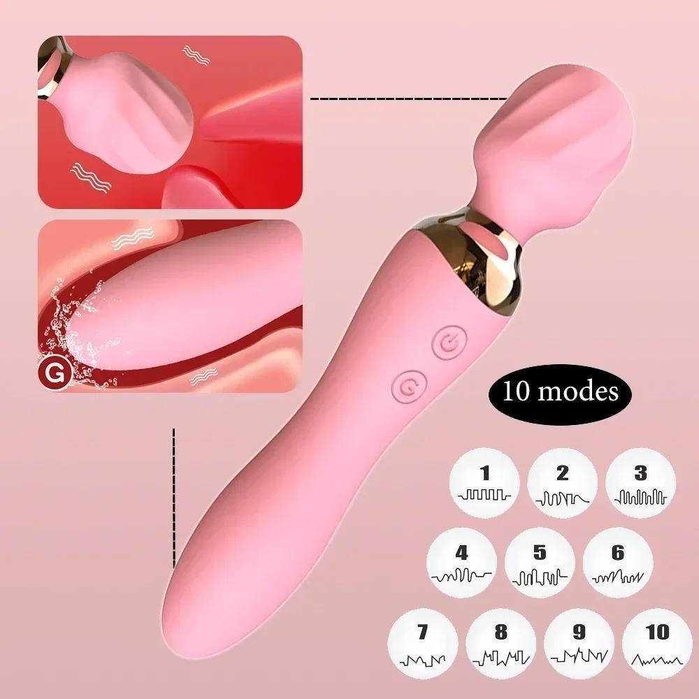 10 Speeds Heating AV Vibrators Magic Wand Vibrators Clitoral Stimulators Vaginal G-spot Massagers Women's Masturbators Sex Toys