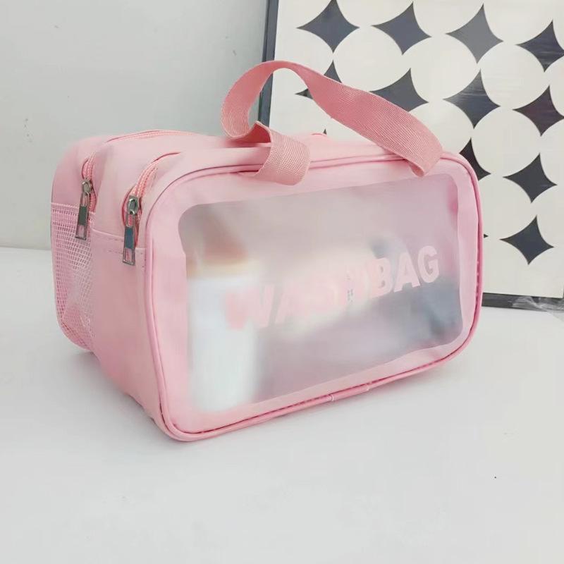 Large Capacity PVC Toiletry Bag - Celebrity Style, Multi-Purpose, Wet/Dry Separation, Makeup Storage