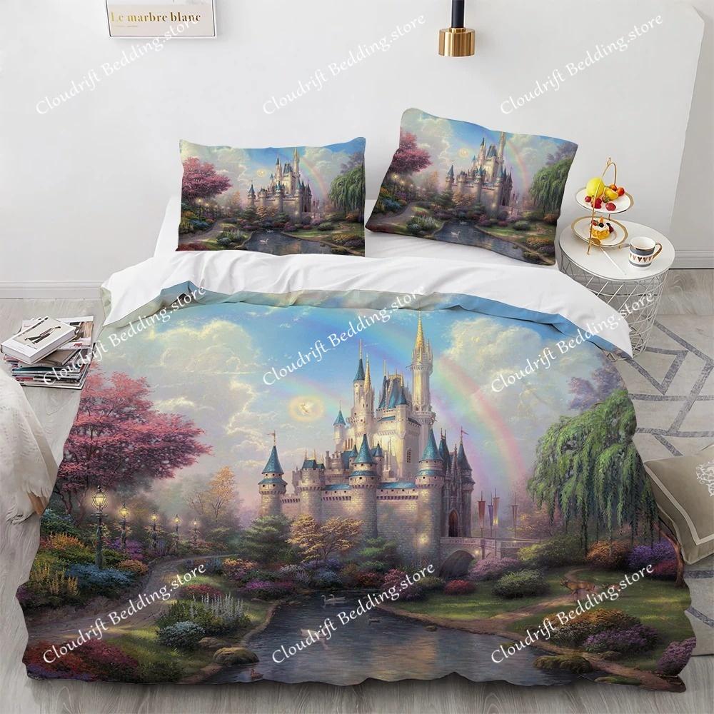 Oil Painting King Queen Duvet Cover Vintage Building Landscape Bedding Set for Adults Retro Art microfiber Quilt Cover