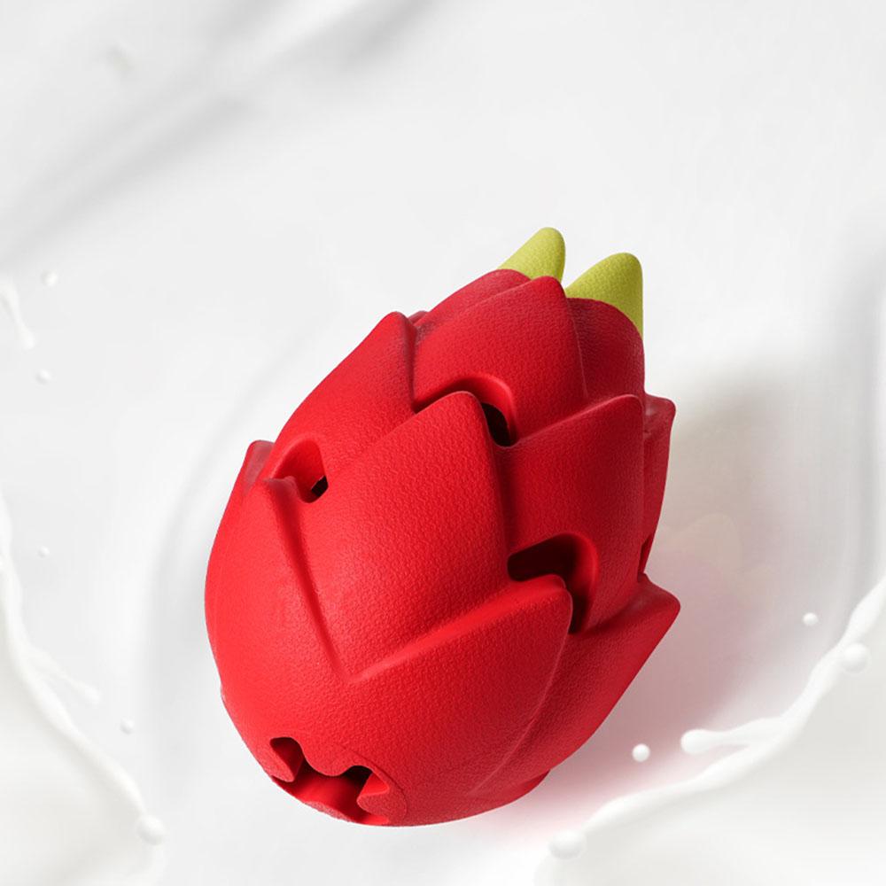 Pitaya Dog Puzzle Toy Treat Hiding Molar Chew Interactive Self Playing Pet Toy For Boredom Relief Durable Rubber Bone Shape Puppy Training Supplies