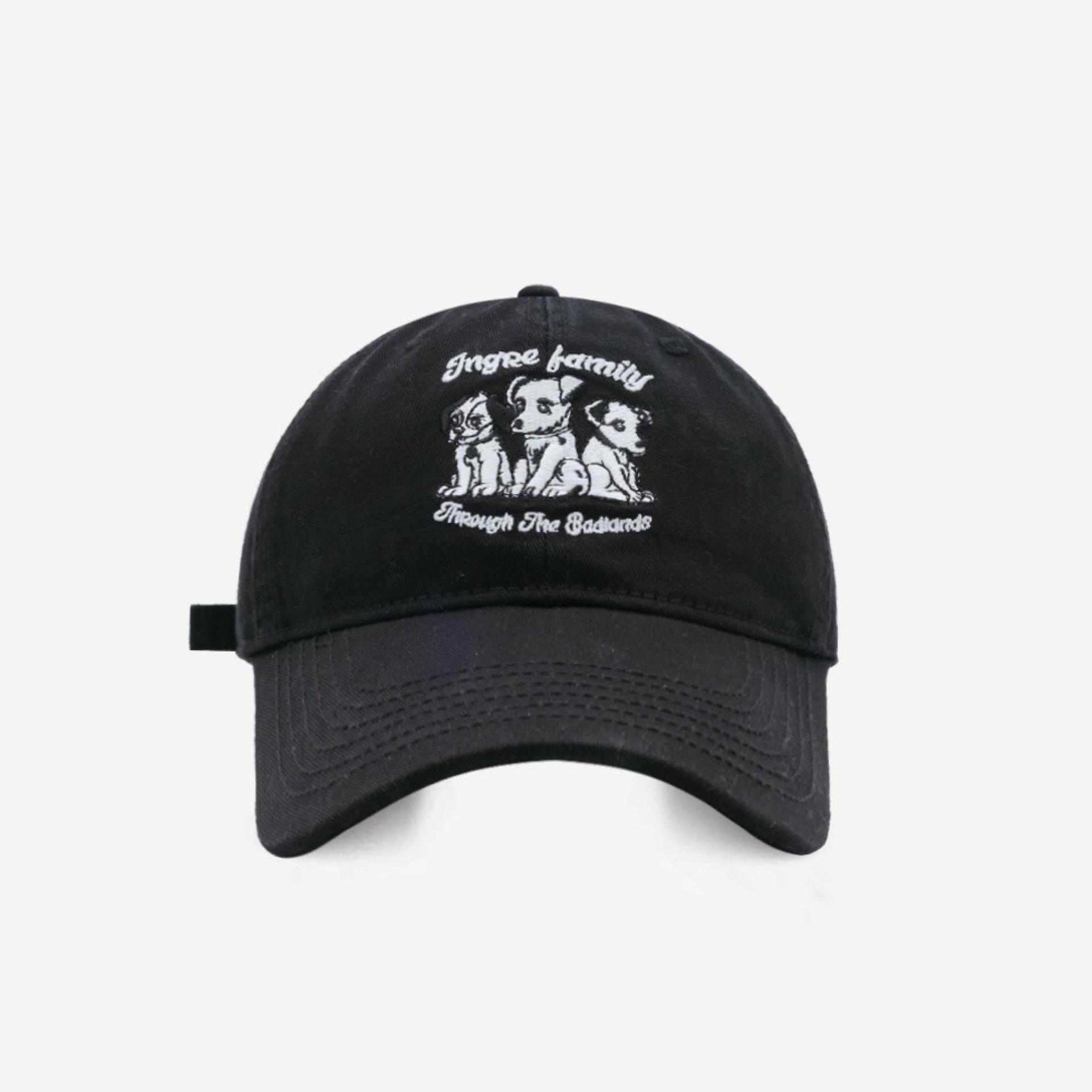 

Нишевая Ретро Красная Бейсболка для Женщин на Весну и Лето Новая Милая Бейсболка с Вышивкой Собаки для Мужчин Универсальный Большой Обхват Головы Adjustable