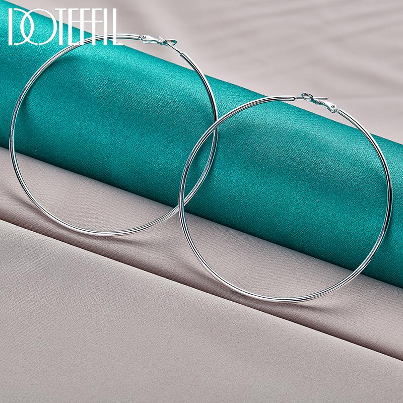 925 sterling sølv glatte 50/60/70/80 mm piercing øredobber Fasjonable bryllupssmykker