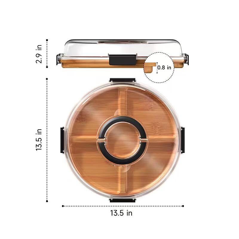 DH Bamboo Divided Serving Tray with Lid