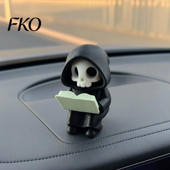 Compact Desk Decoration Dark Style Halloween Ornament, Mini 3D Printed Hooded Skull Durable Print Exquisite Details Sculpture, for