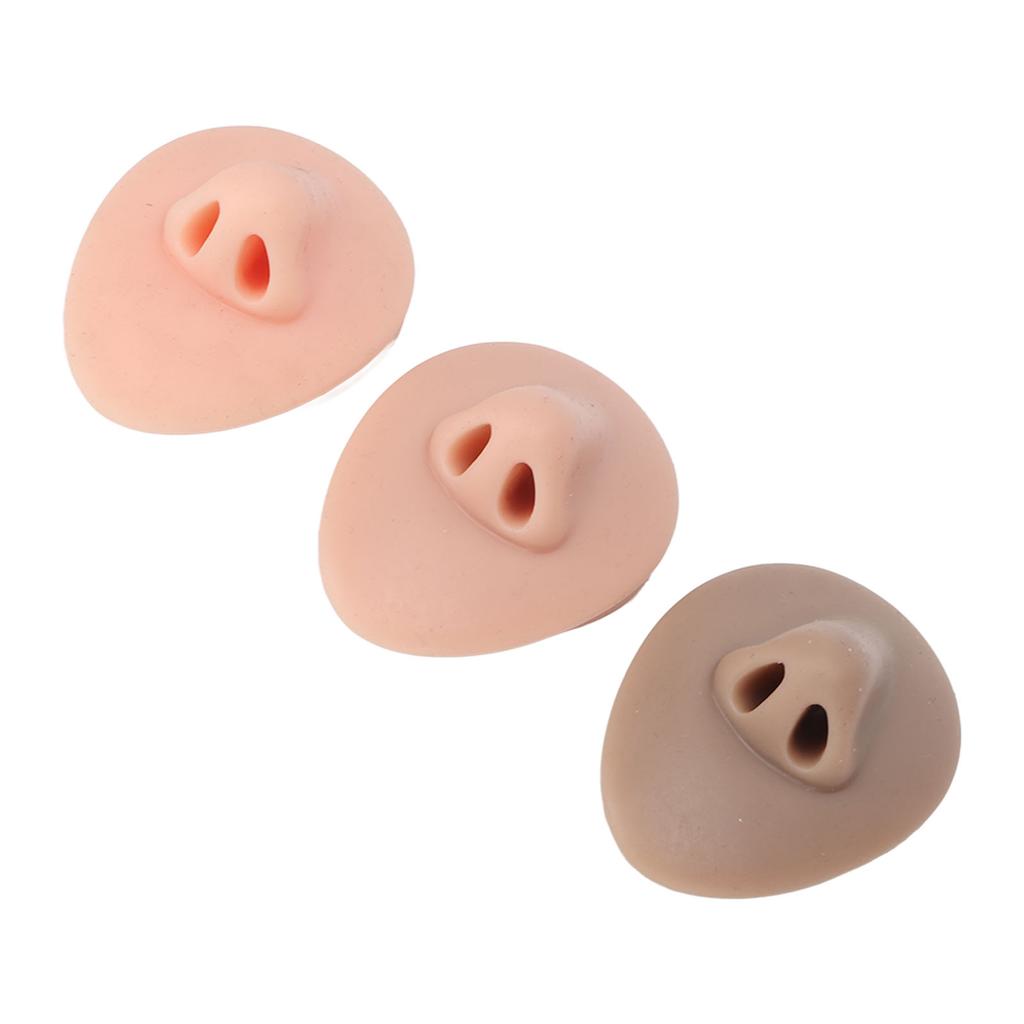3pcs Silicone Nose Model 3D Simulated Nose Model with Acrylic Stand for Piercing Practice Display