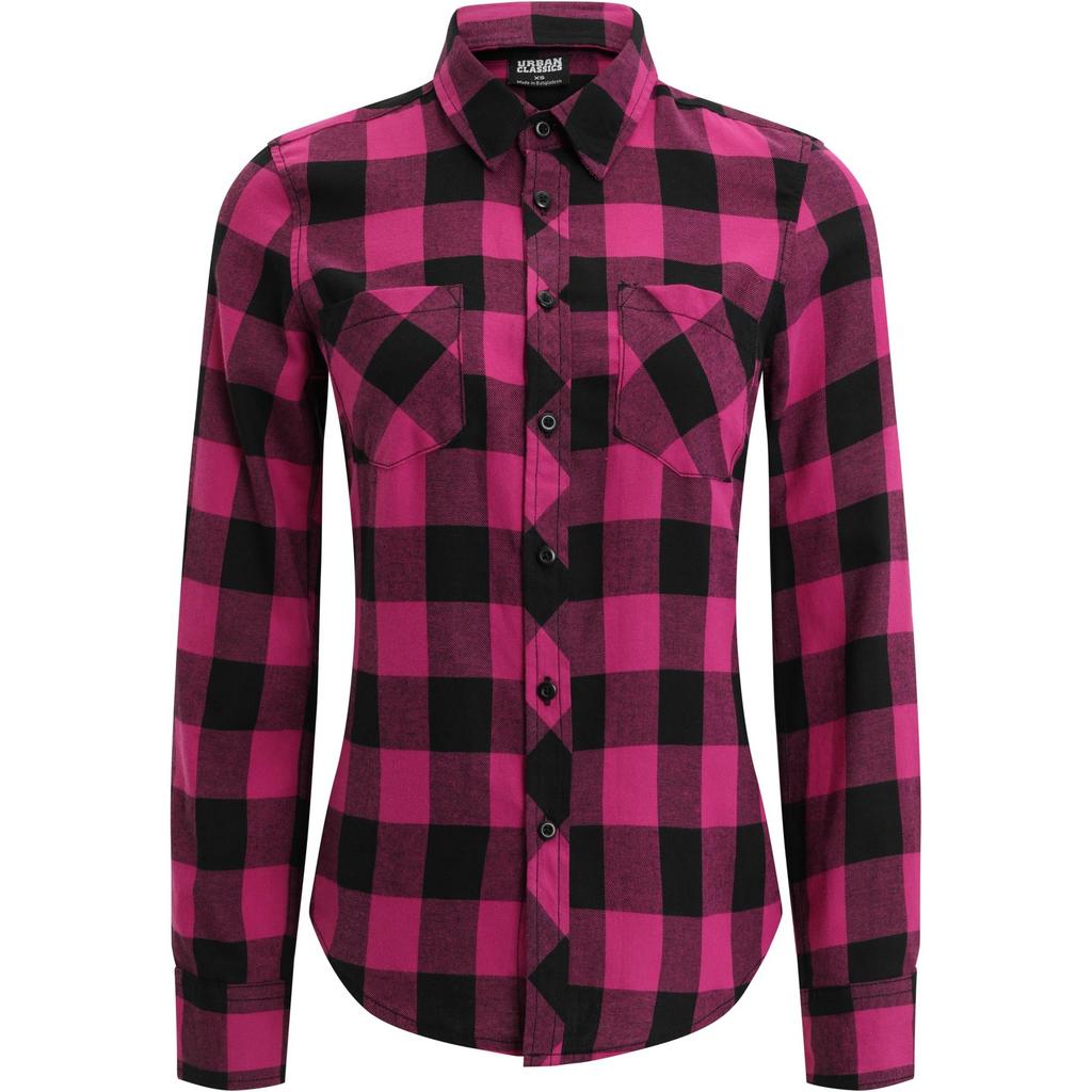 Camisa de Franela a Cuadros con Puño Remangado para Mujer/Señora de Urban Classics
