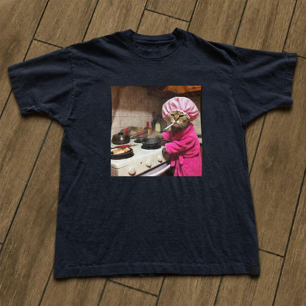 Letnie koszulki Harajuku z grafiką liter Y2k Top z nadrukiem kota Damskie Oversize'owe koszulki High Street Streetwear Vintage Koszulki Ubrania