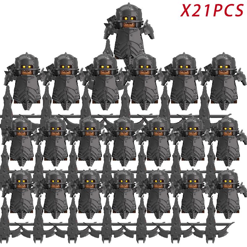New 8pcs/lot MOC Uruk-hai Orc Army Group Orcus Figures Model Building Blocks LOTR Bricks Medieval Toys for Children gifts