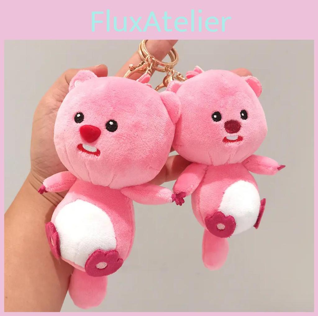 Adorable Beaver Plush Toy Loopy Soft And Short Plush Keychain 14cm Diy Hair Clip