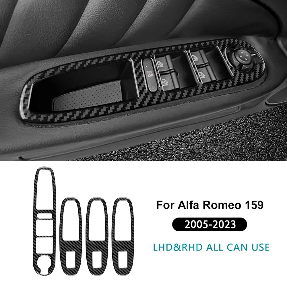 Real Soft Carbon Fiber LHD RHD Car Window Control Button Panel Sticker For Alfa Romeo 159 2005-2018