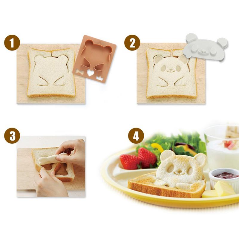 1Pc Cute Sandwich Bear Face Mold Shaper Bread Cutter With 3 Expression Safe Diy Food Mould Panda Shape Baking Tool For Kids