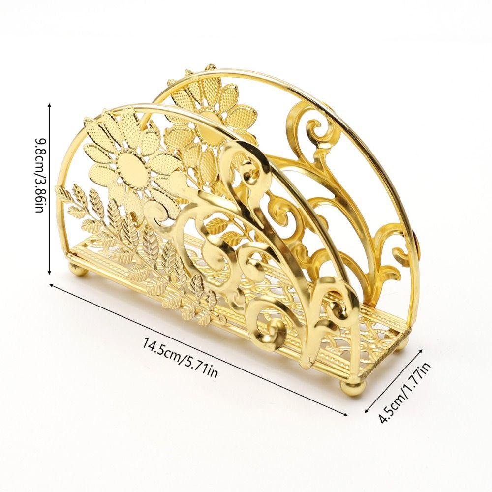Hollowed-out Design Metal Napkin Holders Flowers&Leaves Tissue Storage Rack  Countertops