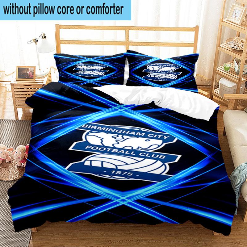 3pcs Birming-ham Football Club Printed Bedding Set Duvet Cover Closure Includes 1 Duvet Cover & 2 Pillowcases Bedding Sets Home Decor Gifts
