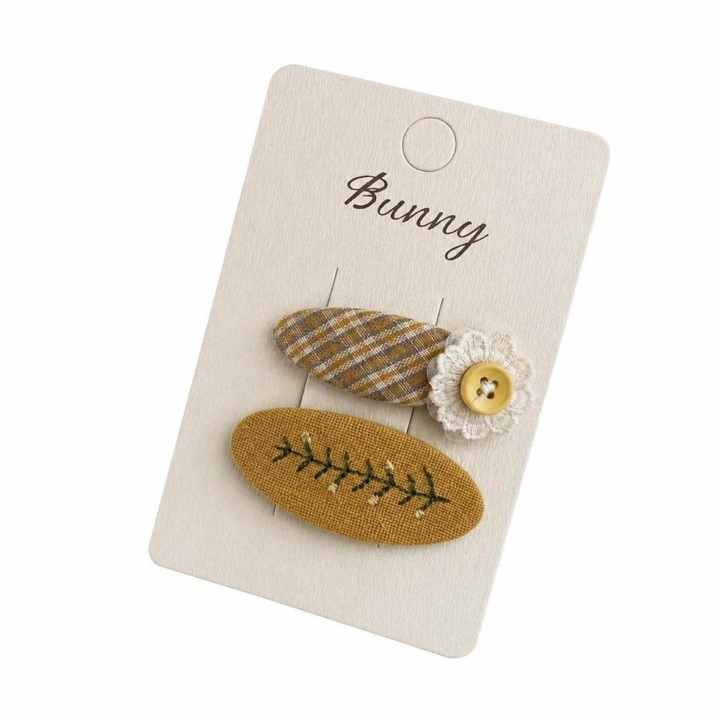 2pcs Set Embroidery Design BB Hair Clips Plaid Pattern Girls Fringe Clips Bangs Clip for Baby Girl