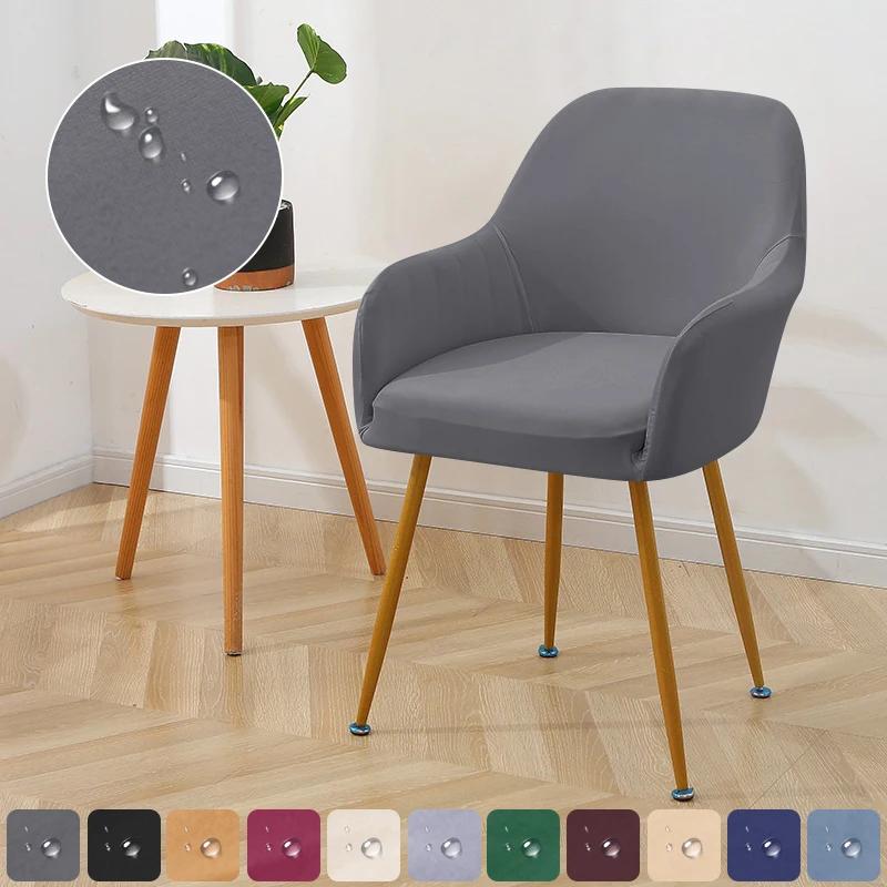 1 buc Husă Scaun Hidrofobă Culoare Solidă Husă Scaun Spătar Scurt Elastic Spandex Pernă Scaun Fotoliu Înalt Sală de Mese Hotel