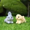 Mini Rabbit Figurine Resin Miniature Sitting Lying Bunny Statue Animal Collectible Sculpture Micro Landscape Dollhouse Decoration