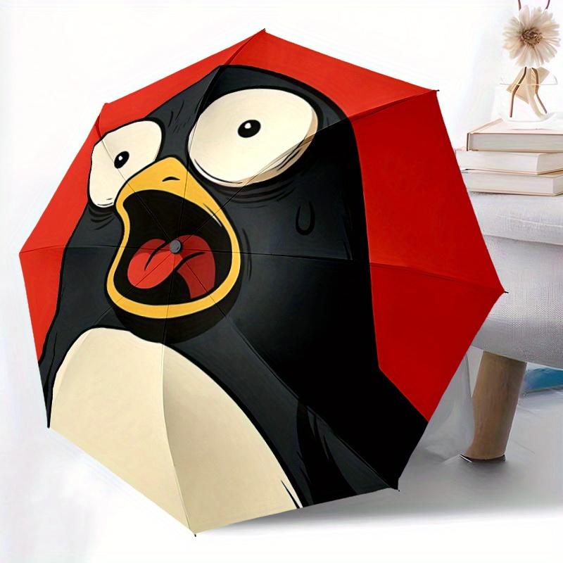 1pc Penguin Circle Automatic Open/Close Umbrella with One Touch Button,, Windproof Design Lightweight Portable Umbrella for Women & Men6033