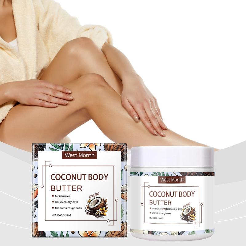 West&Month 100g Coconut Body Butter Cream Nourish Sooothe Dry Skin Smooth Massage Moisturizer Reduce Dryness Repair Body Cream one size