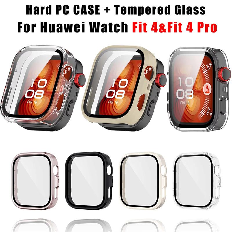 Tempered Glass Case For Huawei Watch Fit 4 Full Cover Screen Protector Hard PC Bumper Shell Cover For Huawei Fit 4 Accessories