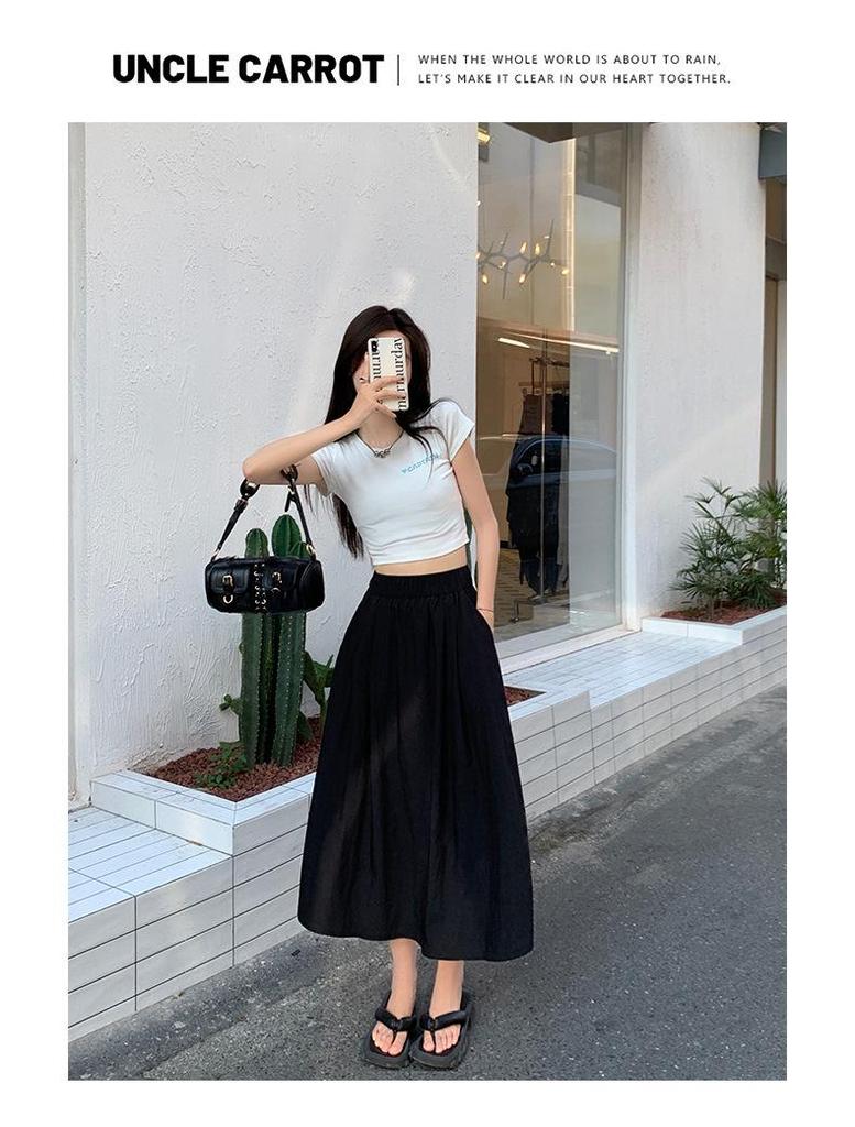 2026 Women's Retro French A-Line Knee-Length Umbrella Skirt