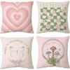Modern Ins Style Pink Girl's Heart Pillow Case Nordic Linen Cushion Sofa Bedside Pillow