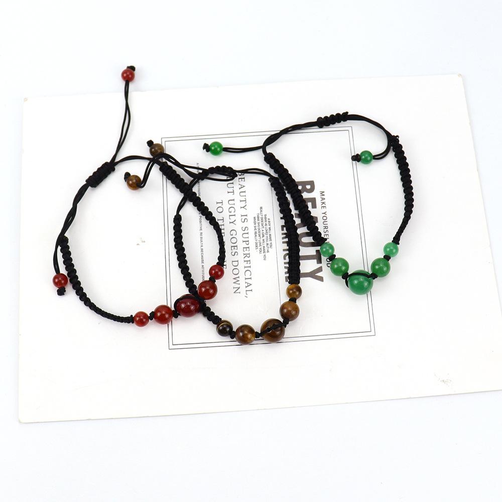 Hand-Woven Natural Crystal Bead Bracelet, Stone Beaded Bracelet, Green Dongling Agate Amethyst Bracelet B85.