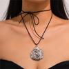 European and American metal ins irregular hollow pendant necklace geometric rose wax thread knotted necklace