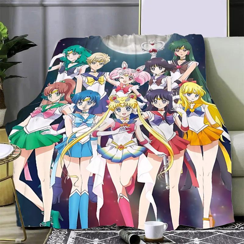 Japan Anime Cute Printed Blanket Picnic Blankets Warm Blanket and Comfortable S-Sailor M-MoonS Blanket Home Travel Birthday Gift