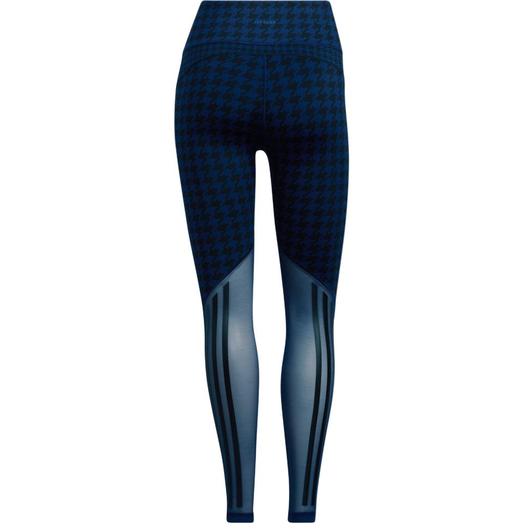 Adidas X Logo Kolaboracji Ivy Park Wzór w Pepitkę Spodnie Fitness Damskie Spodnie Ciemnoniebieskie HN1570