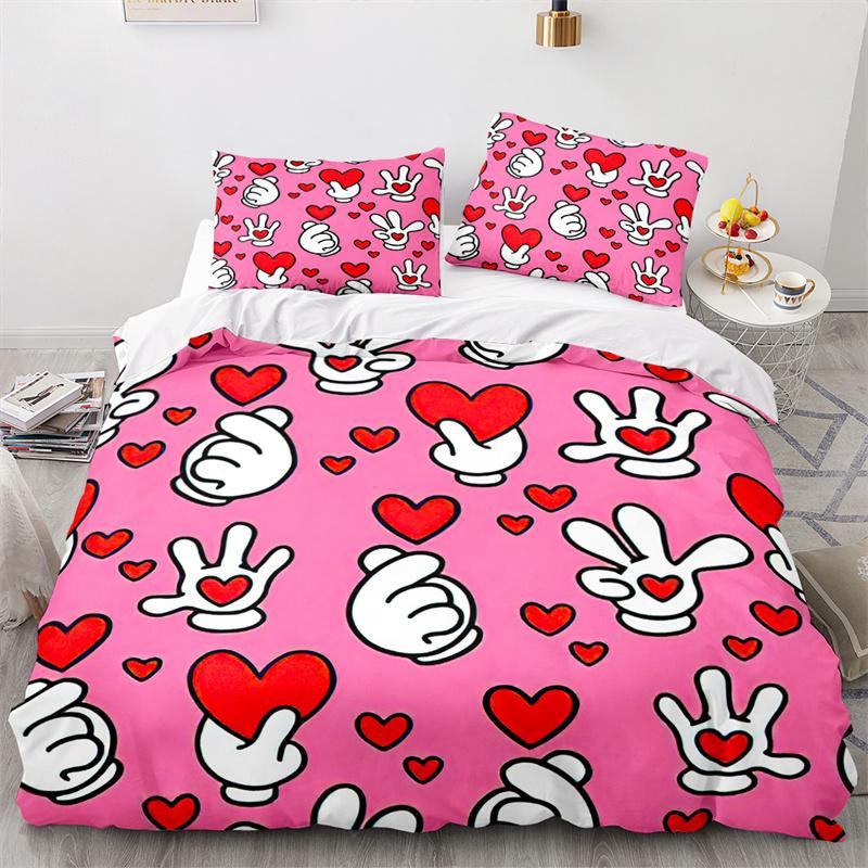 Love Heart Duvet Cover Romantic Theme Bedding Set Microfiber Cartoon Comforter Cover Full King Queen For Girls Teen Adult Gifts
