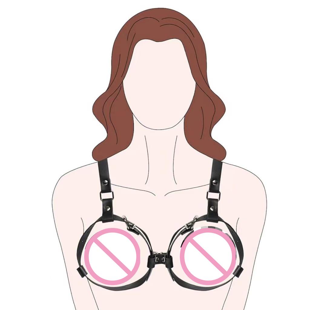 Sexspiel Offener BH-Gurt Frau Brust Fetisch Spiele Dessous SM Sklaven-BH Hebe-Sextoy-Kits PU-Leder Bondage-Ausrüstung 18+ Sex