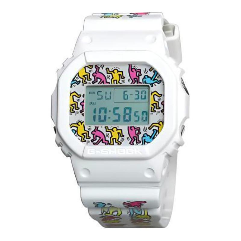 

Casio CASIOG-SQUAD Series Keith Haring x G-SHOCK Series Street Vibrant Retro Small Square LCD Quartz Movement Japanese and Korean DW-5600Keith19-7 белый