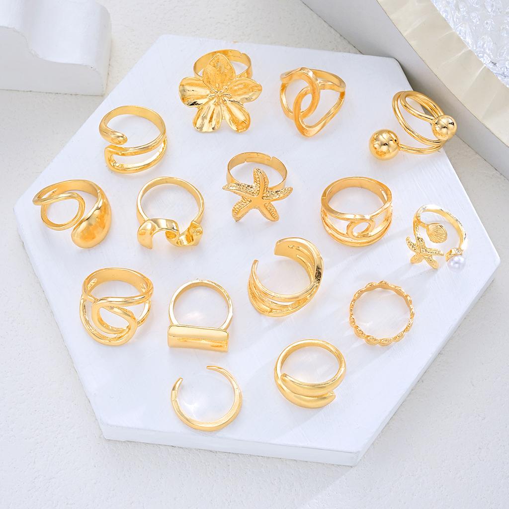 Vintage Punk Flower Starfish Rings Set for Women Men Metal Elegant Multilayer Luxury Thick Knuckle Ring Daily Wear Jewelry 2026