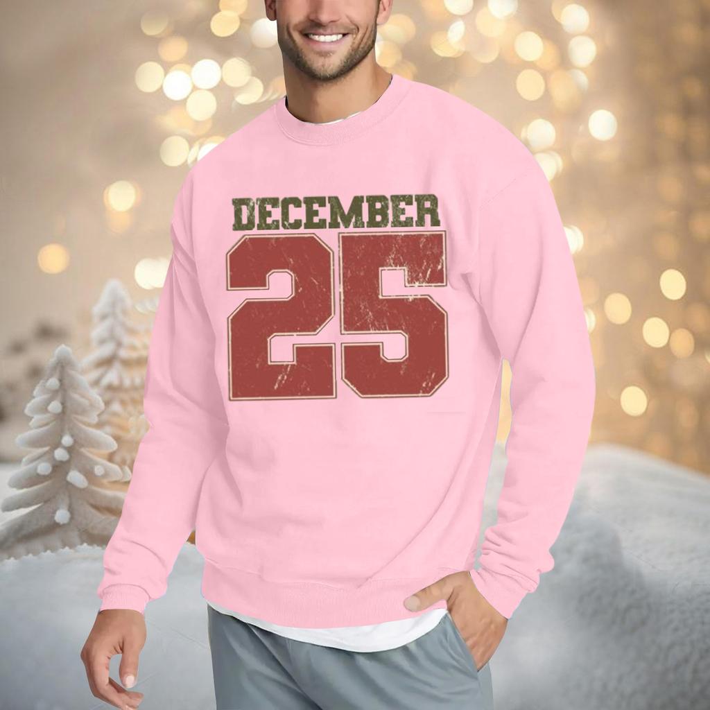 Christmas Print Loose Fit Round Neck Sweatshirt For Men