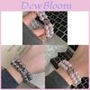 Blue Silver Cross Couple Bracelet With Imitation Pearls For Anniversary Gift