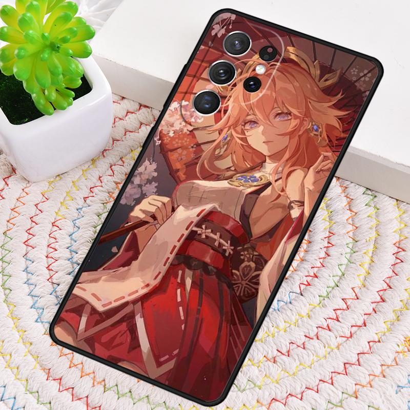 Genshin Impact Yae Miko Silicone Phone Case For Samsung Galaxy Note 10 Pro S26 S25 S24 S23 S22 S21 Plus S25Ultra Capa Cover