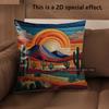 2D Sunset Desert Landscape Throw Pillow Covers Pattern Cushion Cover Suitable For Sofa Bedroom Car Pillow Cover