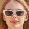 KOLEAT WOMEN Layered Horn-Rimmed Pure White Cat Eye UV Protection Sunglasses [STRWH]
