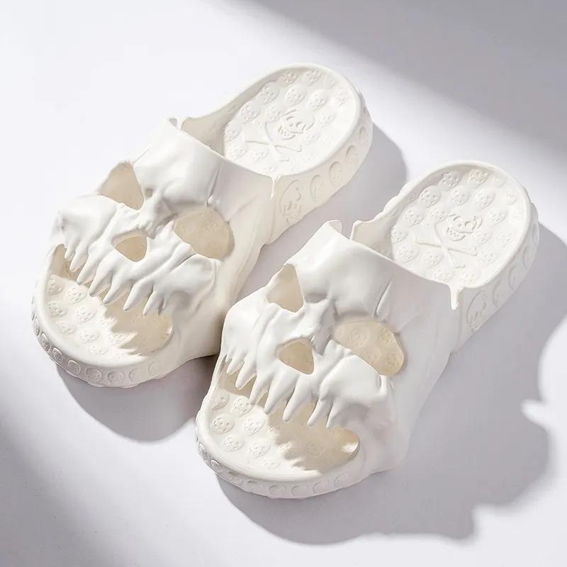 Fashion New Personalized Skull Design Slippers for Men 2024 Summer Fun Novelty Slides Thick Sole Platform Beach Non-slip Women Sandals