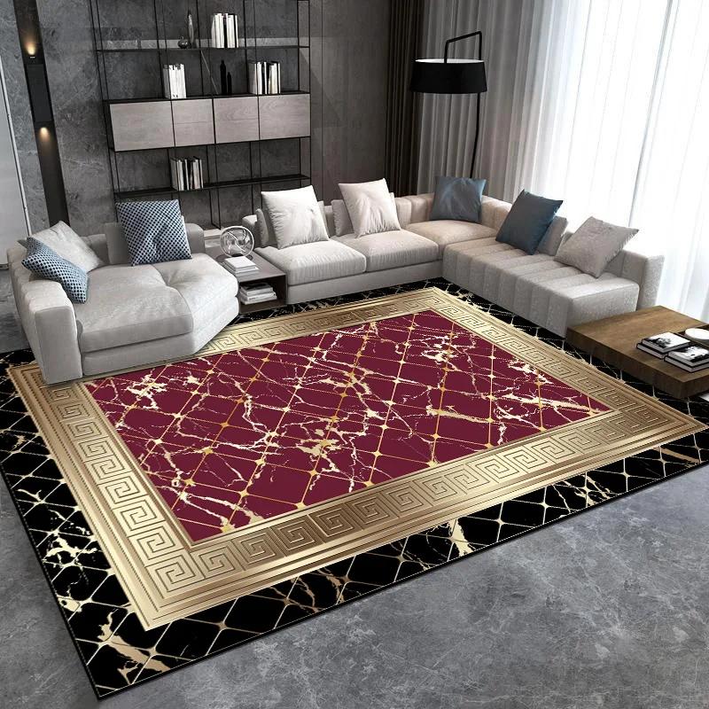 Golden Decorative Rug For Living Room Luxury Style Entrance Floor Mats Lounge Soft Antiskid Carpet Bedroom Bedside Rugs Washable