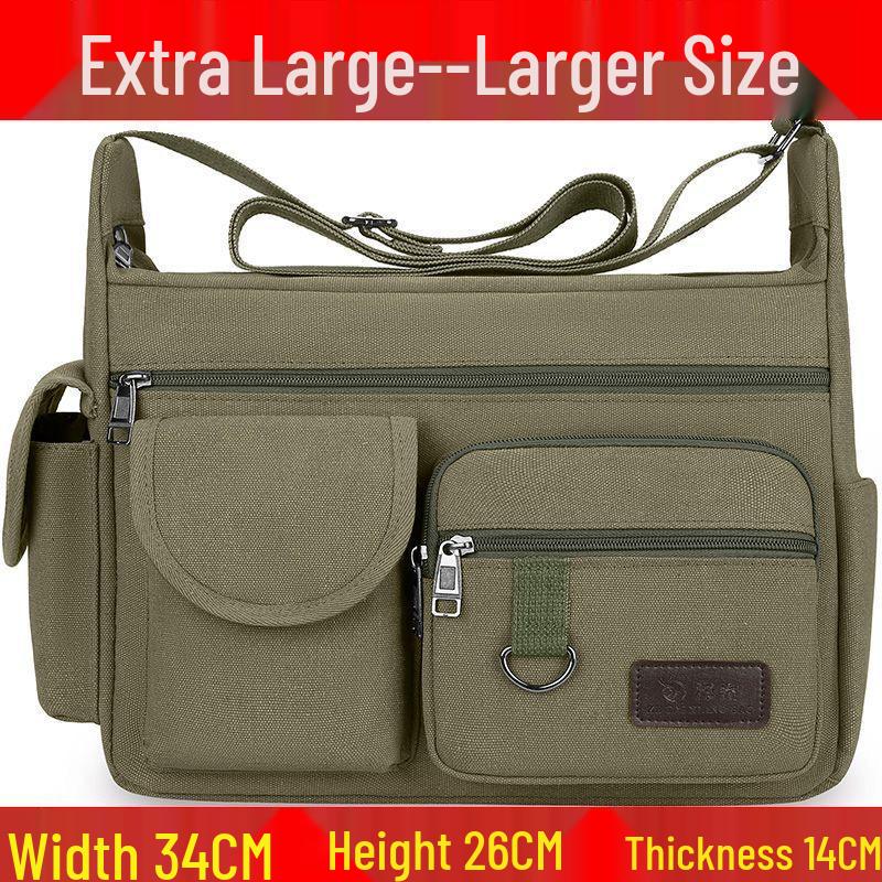 Hochwertige Herren-Canvas-Umhängetasche mit Doppeltaschen für Reisen