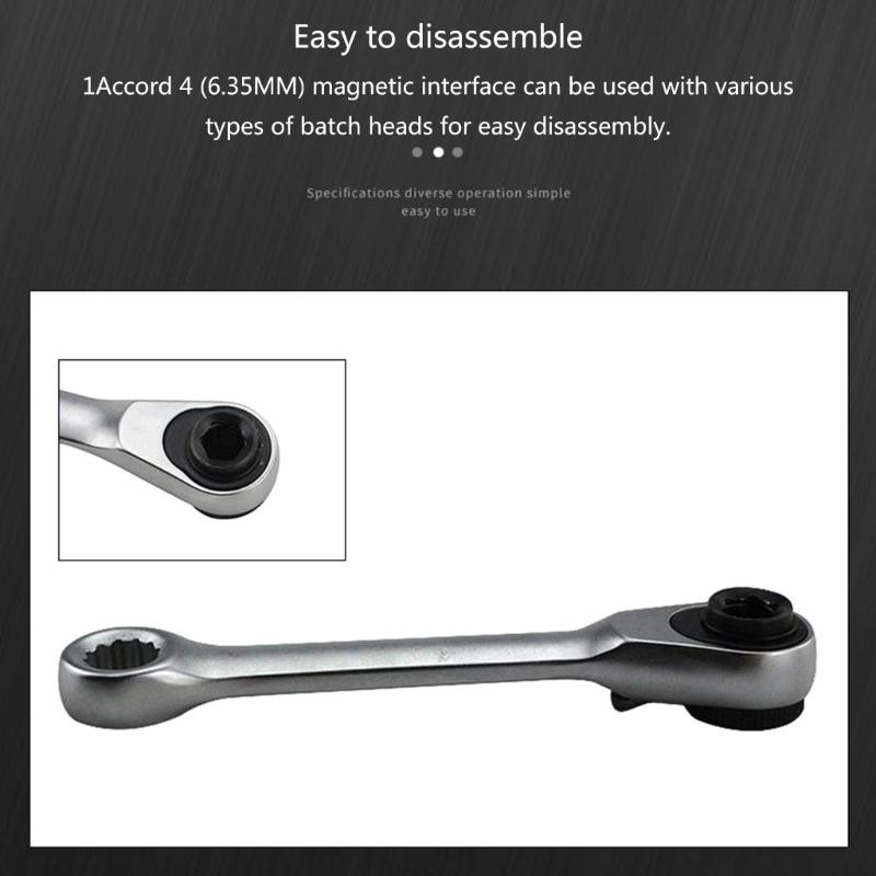 Mini Ratchet Wrench Wrench Hand Tools 1/4 Inch Double Headed Quick Ratchet Wrench Repair Hand Tools Screwdriver Bit